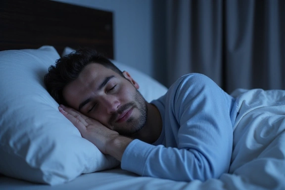 Uomo che dorme profondamente in un letto confortevole