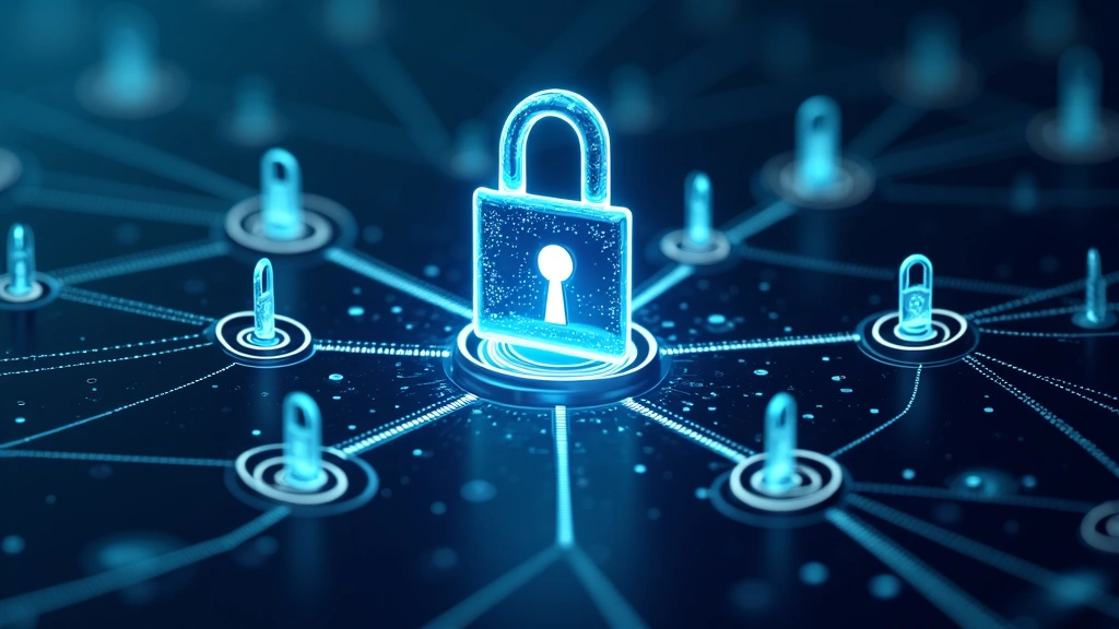Secure data transfer illustration with padlock and network lines