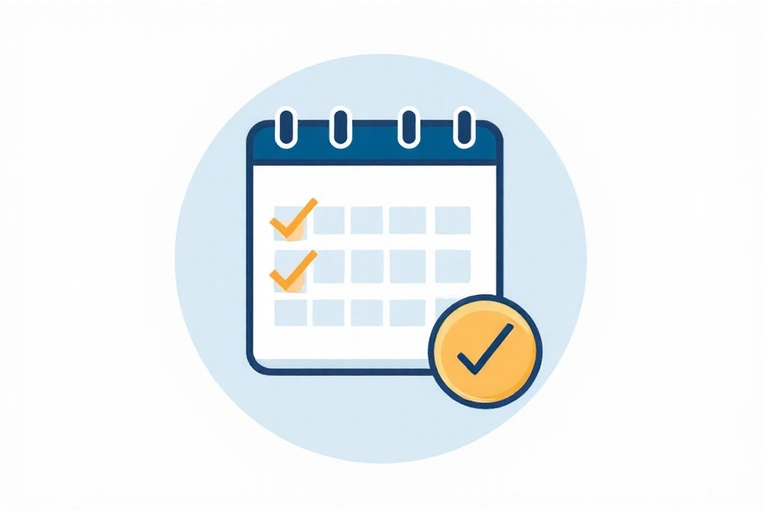 Update notification icon with a calendar and refresh symbol